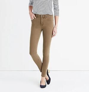 MADEWELL 9" High-Rise Skinny Jeans Garment-Dyed Edition Safari Khaki Green Sz 26